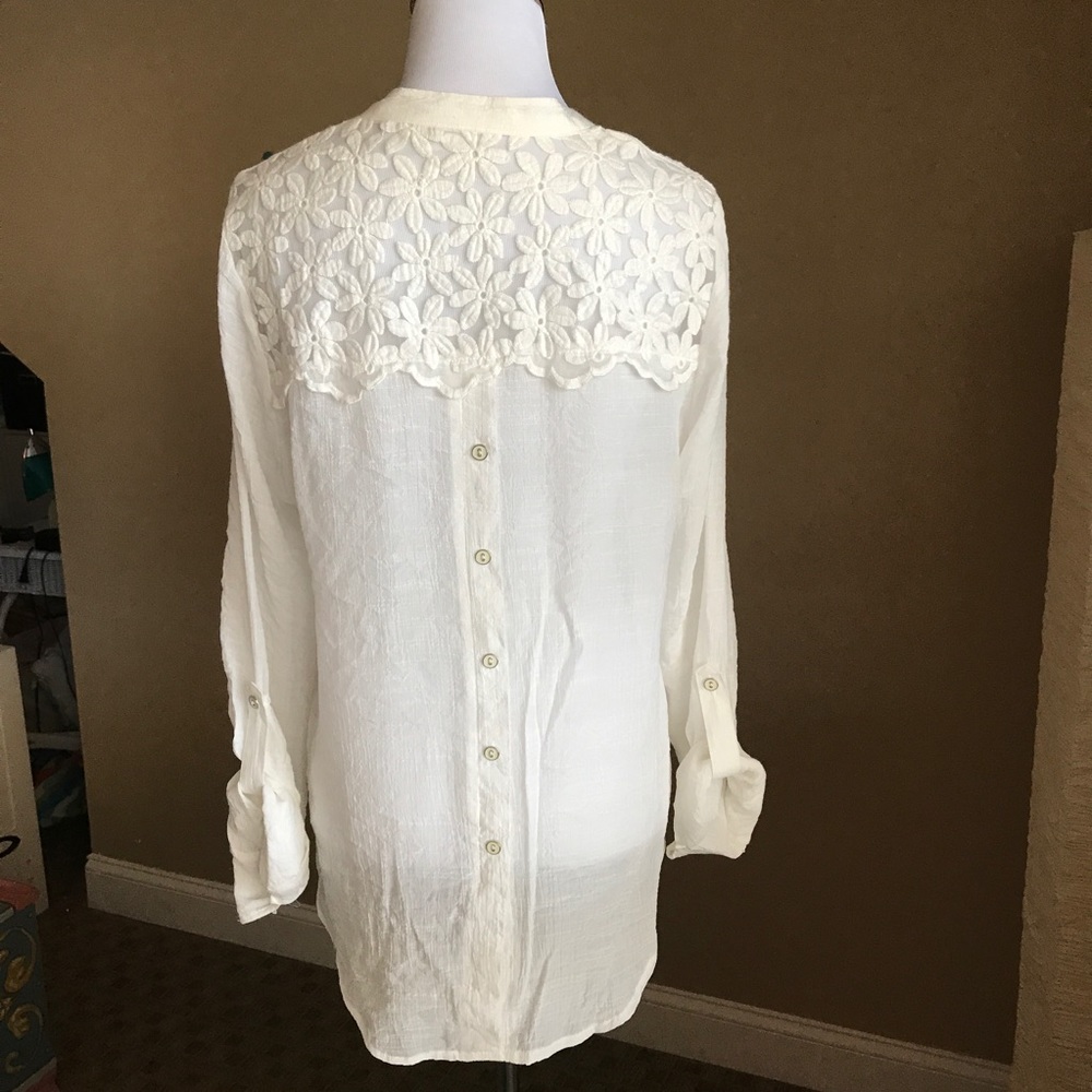 Blu Pepper Button Down Top With Lace - image 2